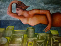 Andres Monreal - EL castillo egoista - oleo sobre tela - 81 x 100 cms - 1989